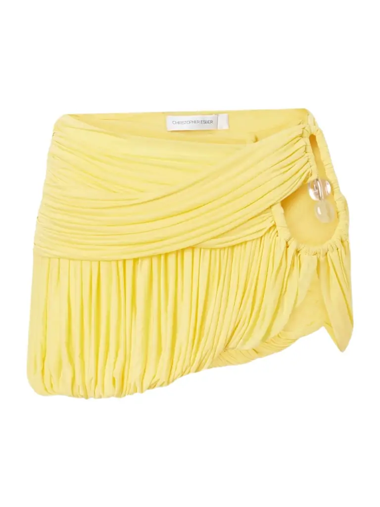 Christopher Esber Embellished Cutout Pleated Jersey Mini Skirt