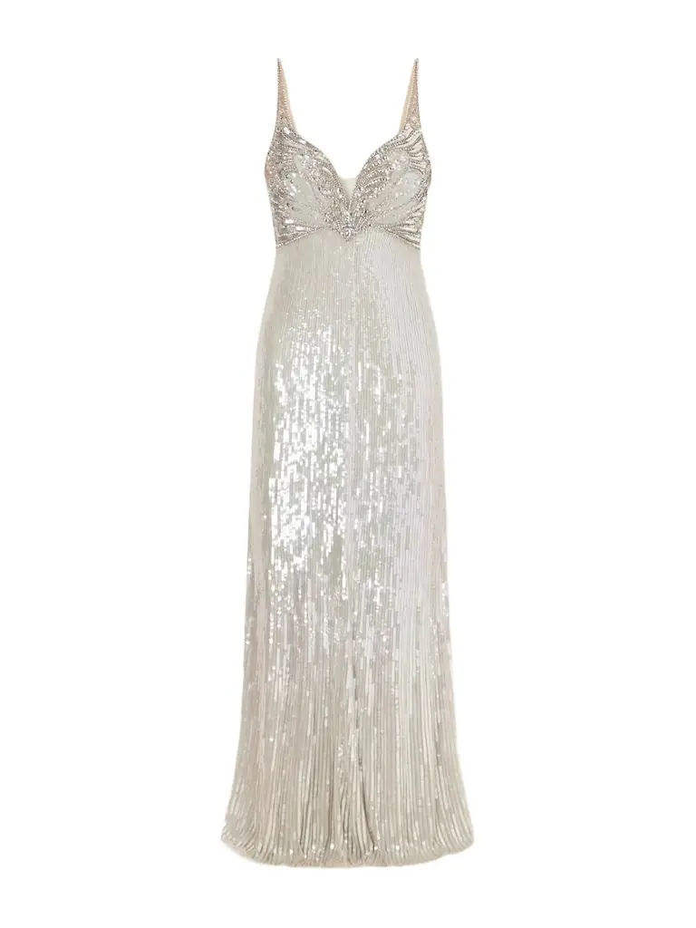 Jenny Packham Crystal-embellished Sequined Tulle Gown