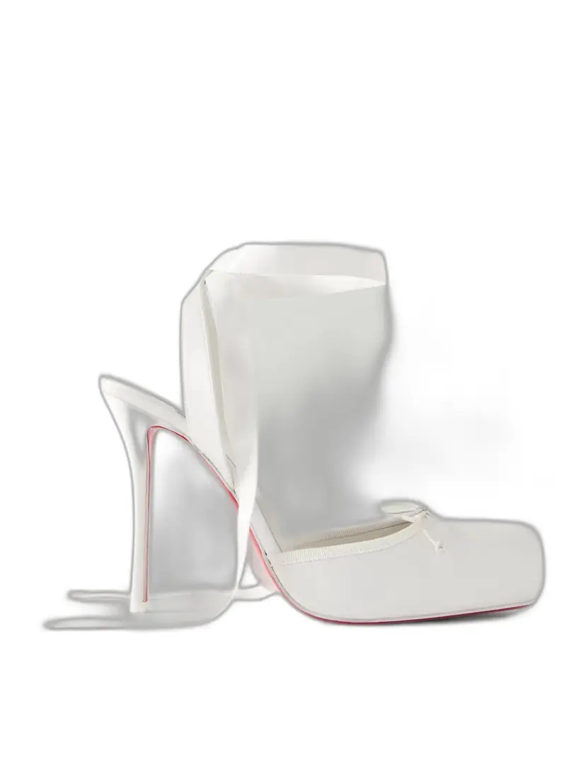 Christian Louboutin Cassia Lace Up 100mm Crepe Satin Squared Toe Ballerina Pump