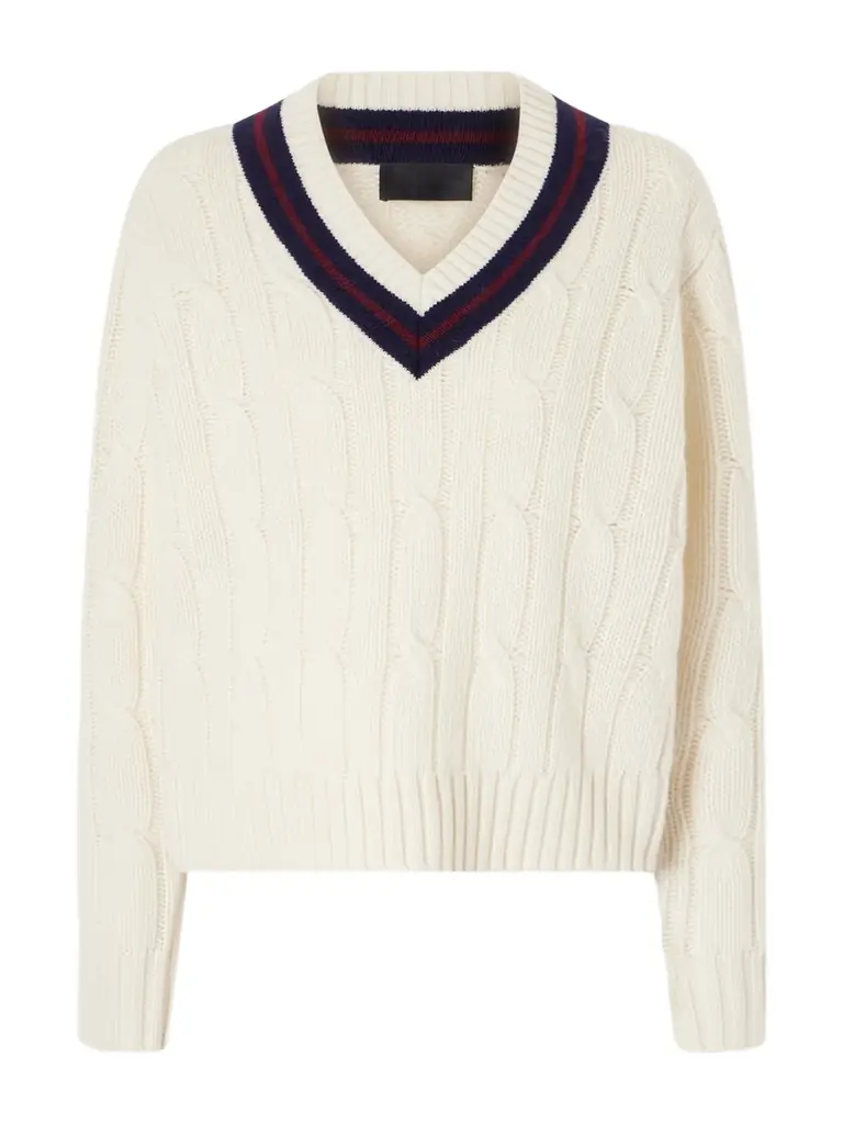 Nili Lotan Fabiana Striped Cable-knit Wool Sweater