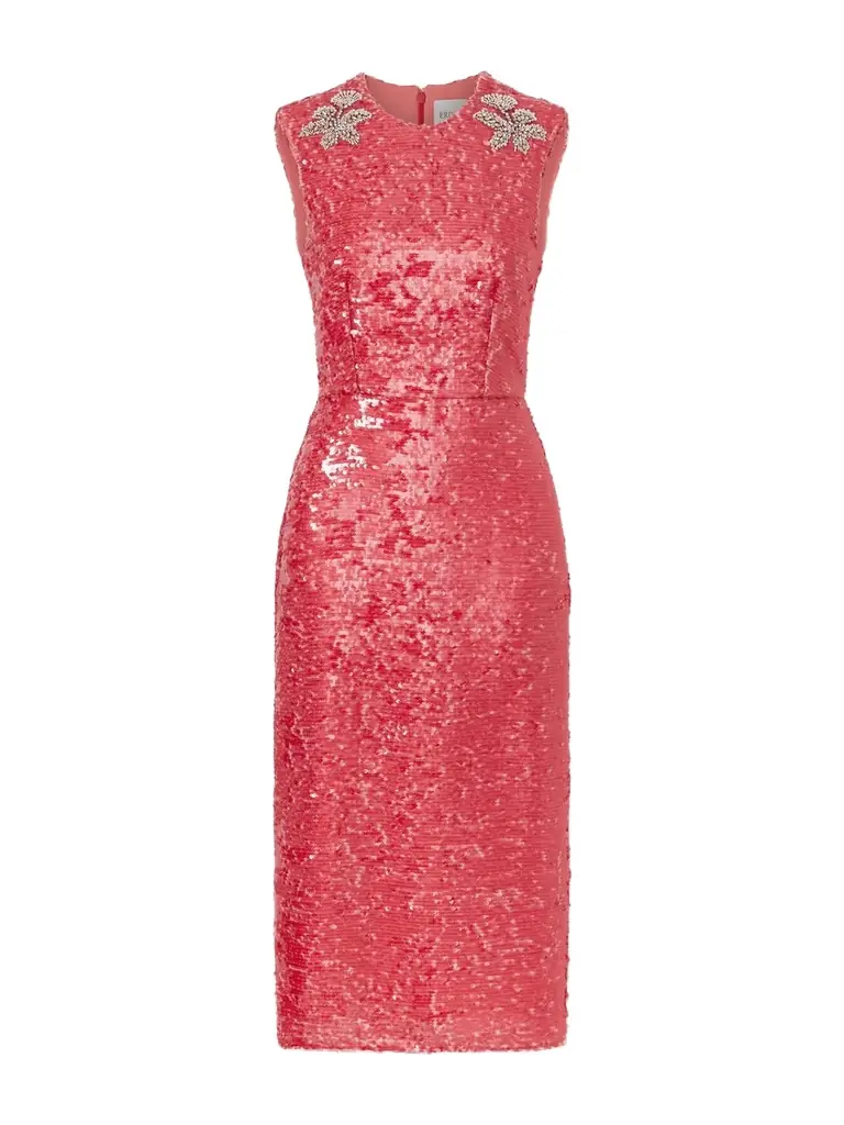Erdem Crystal-embellished Sequined Satin Midi Dress