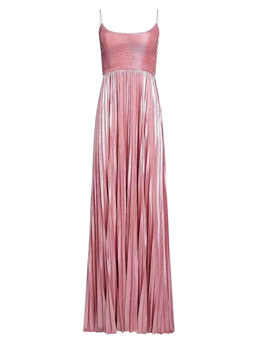 Retrofête Women's Rhosyn Pleated Gown - Metallic Rosa