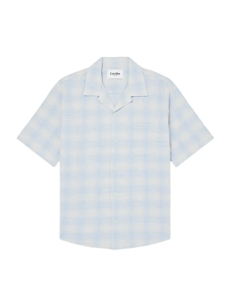 Corridor Camp-Collar Checked Cotton and Linen-Blend Shirt - Men