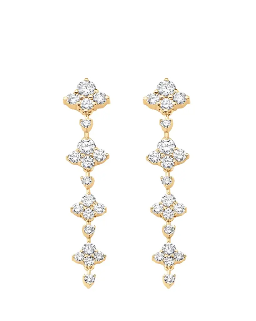 Sara Weinstock 18K Yellow Gold Dujour Four Diamond Dangle Earrings