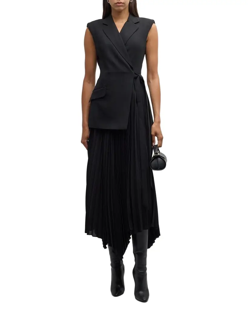 SIMKHAI Helena Combo Blazer Sleeveless Midi Dress