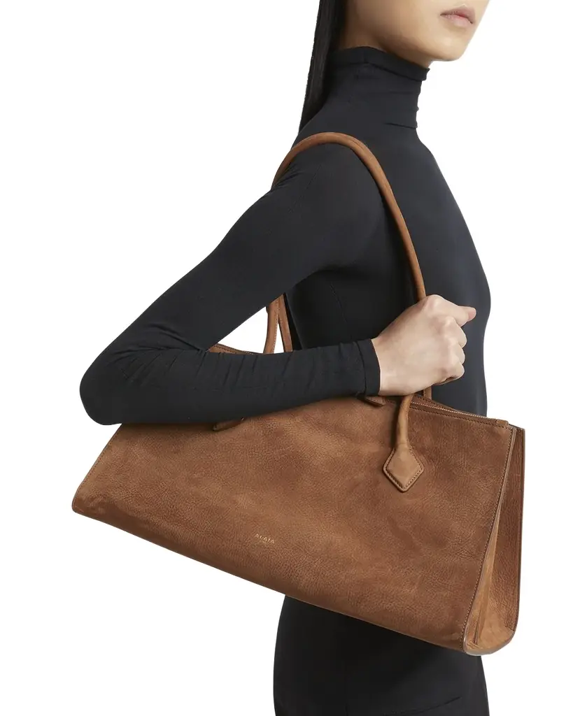 ALAIA Le Teckel Tote Bag in Suede and Leather