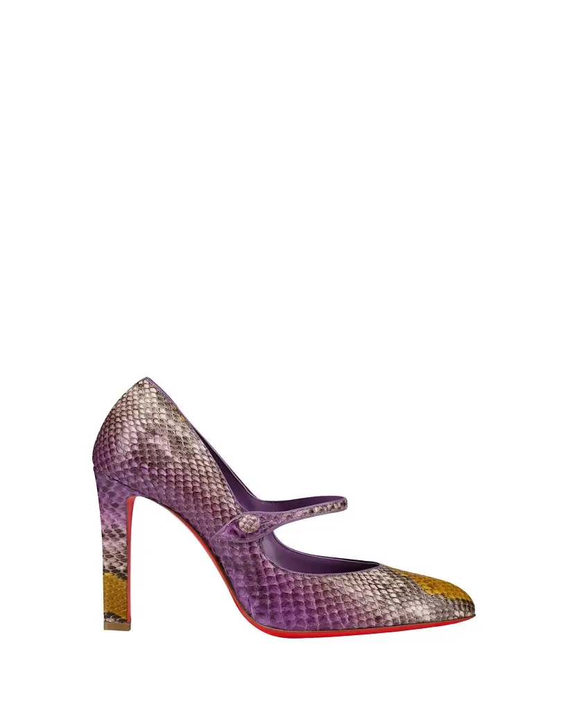 Christian Louboutin 100mm Mary Fanny Snakeskin Red Sole Pumps