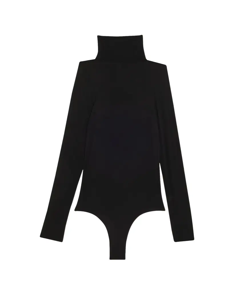 Commando Ballet Mock-Neck Sheer Tulle Thong Bodysuit