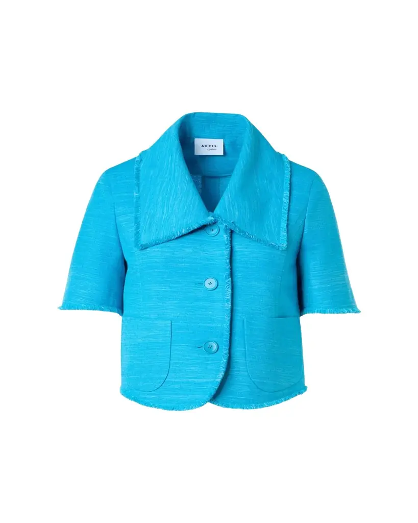 Akris punto Short-Sleeve Fringed Indian Silk Jacket