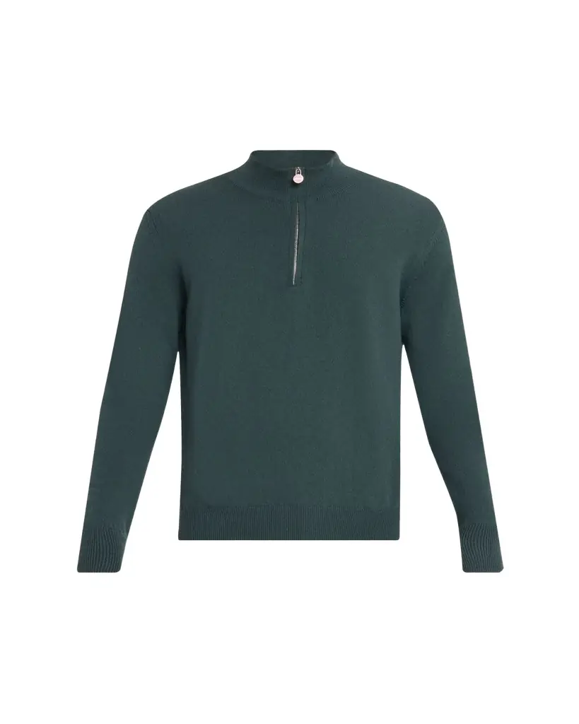 Kiton Men's 12gg Cashmere Mock Neck Quarter-Zip weater