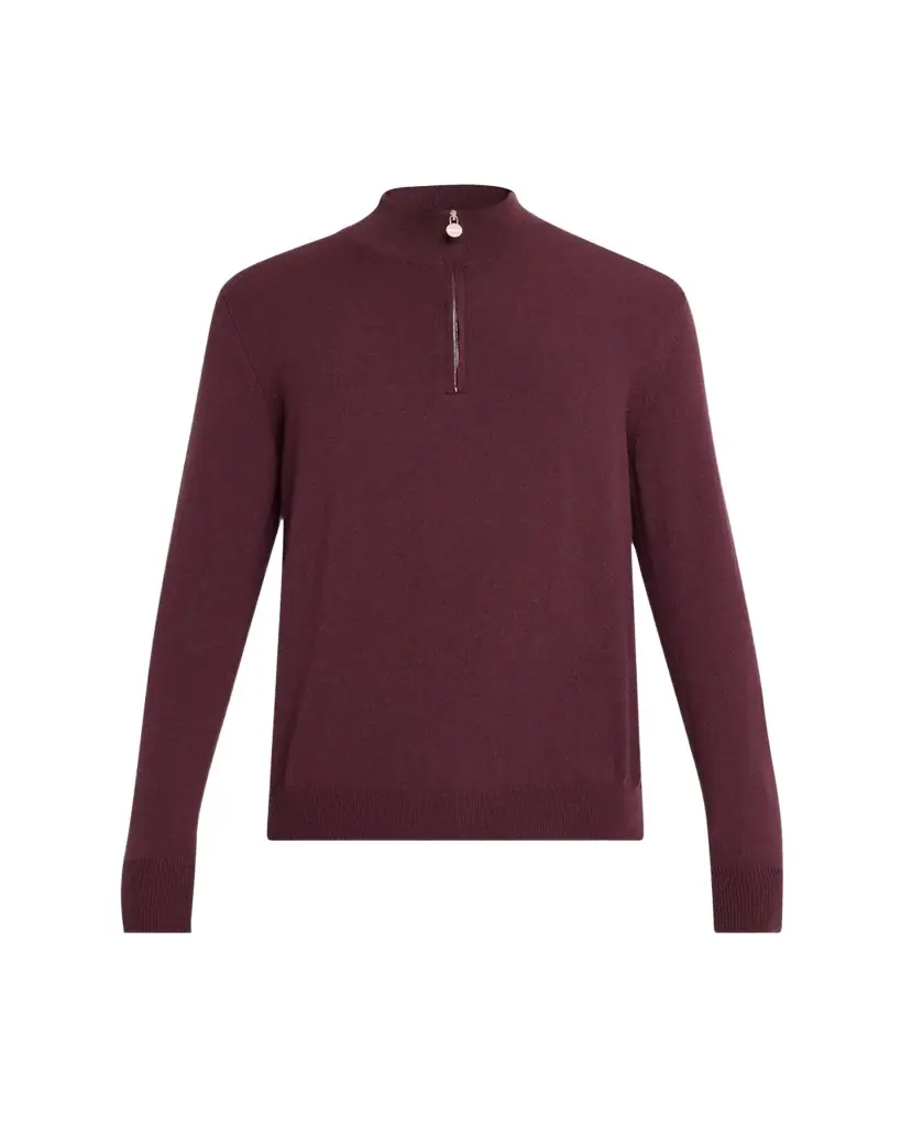 Kiton Men's 12gg Cashmere Mock Neck Quarter-Zip Sweater