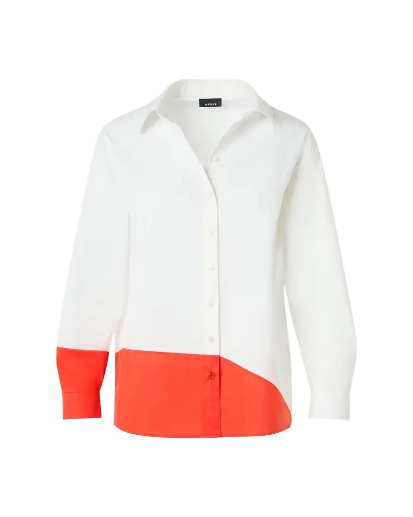 Akris Colorblock Patchwork Button-Down Blouse