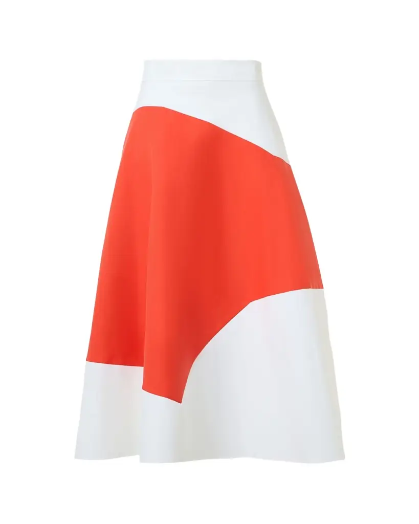 Akris Patchwork Cotton Midi A-Line Skirt