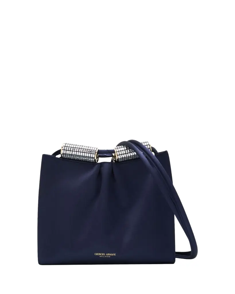Giorgio Armani Satin Shoulder Bag with Rhinestone Detail