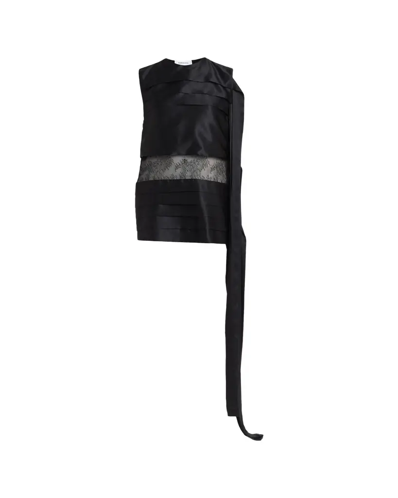 Ferragamo Lace-Inset Tiered Silk Mini Dress
