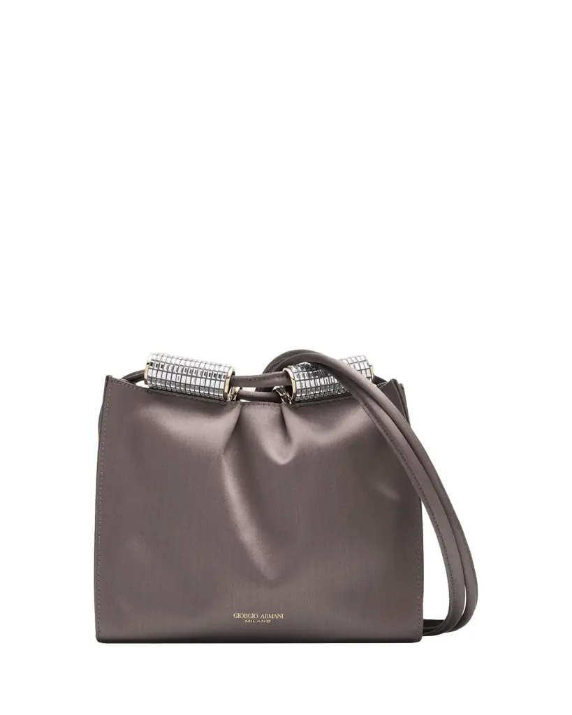Giorgio Armani Satin Shoulder Bag with Rhinestone Detail
