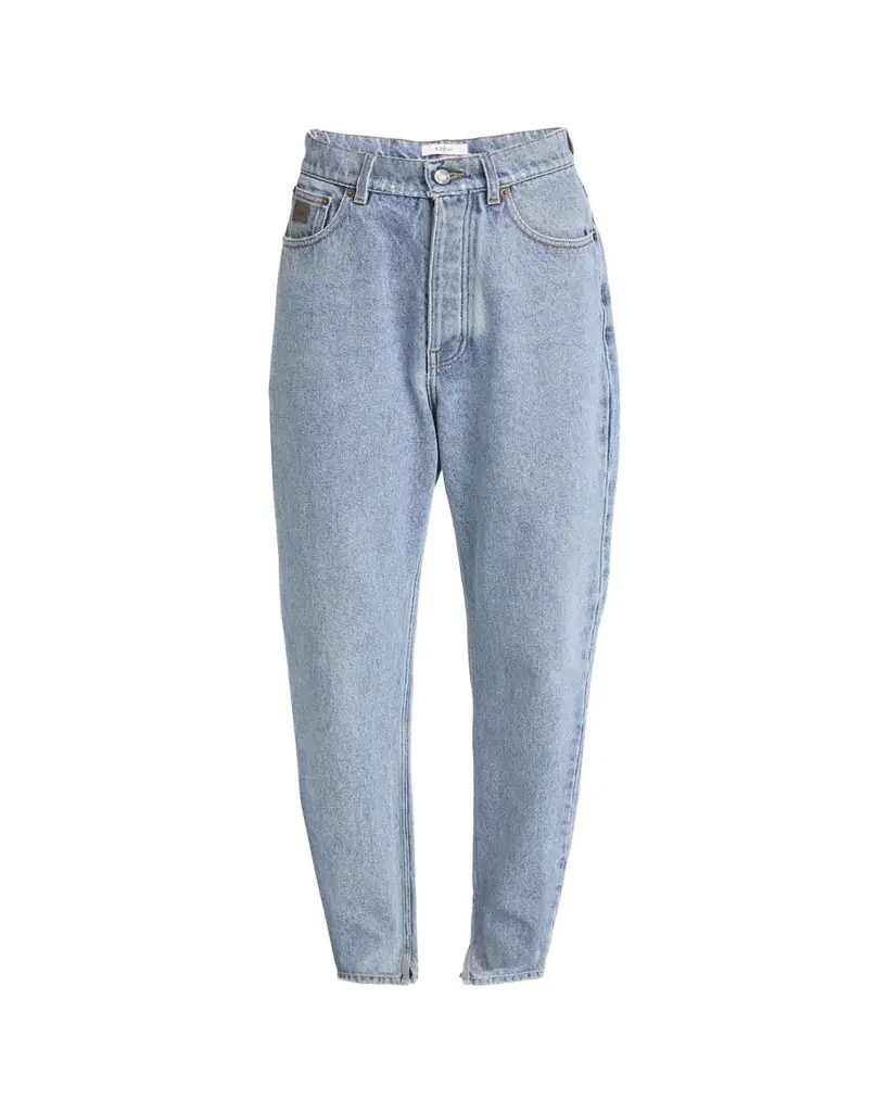 Chloe Split-Hem Barrel-Leg Jeans