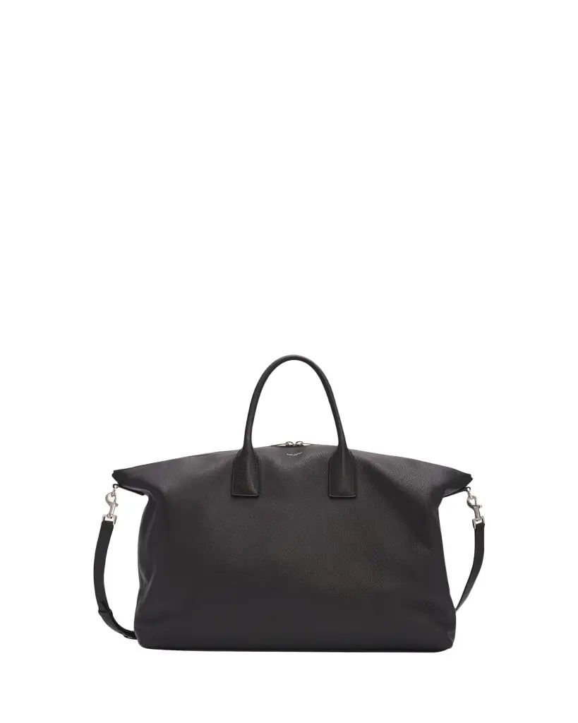 Saint Laurent Men's Grained Leather Bowling Tote Bag