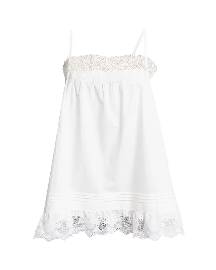 Saint Laurent Guipure Lace Sleeveless Shift Mini Dress