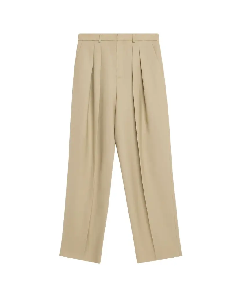 Saint Laurent Pleated Wool-Silk Canvas Wide-Leg Pants