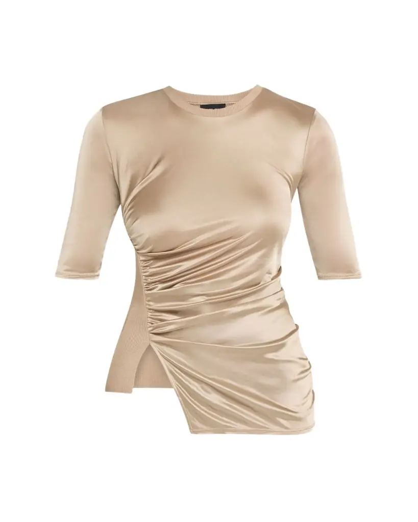 Giorgio Armani Draped Jersey Short-Sleeve Top