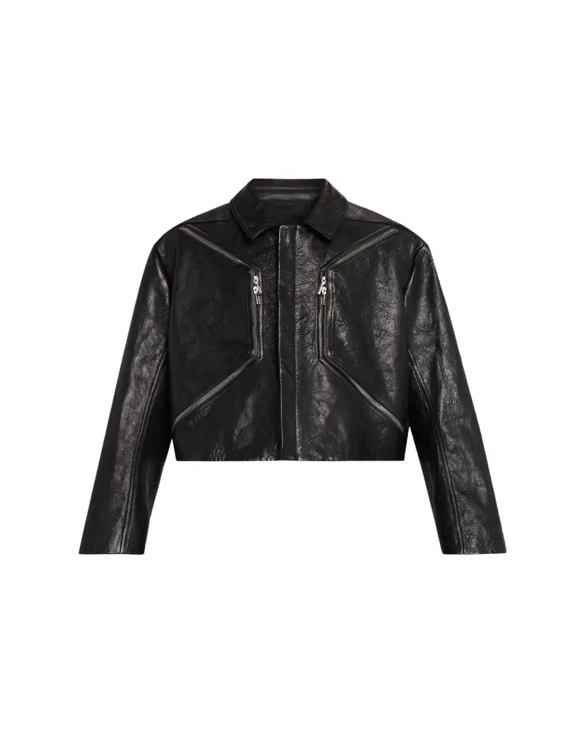 Rick Owens Men's Textured-Leather Biker Jacket