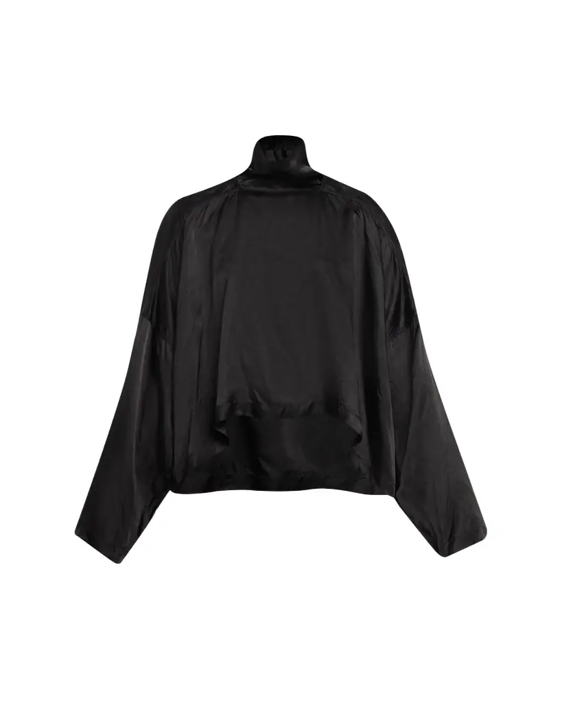 Rick Owens Jumbo Tabard Long-Sleeve Satin Crop Top