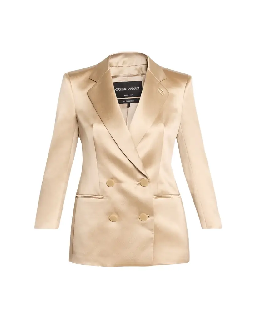 Giorgio Armani Satin Double-Breasted Blazer Jacket