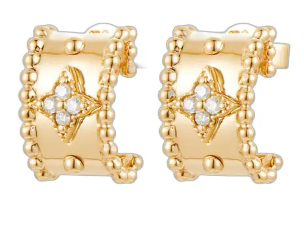 Wish Fine Jewelry 0.091ct Diamond 14K Gold Star Half Hoop Earrings