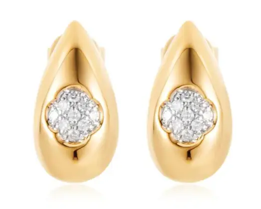 Wish Fine Jewelry 0.111ct Diamond 14K Gold Hoop Earrings