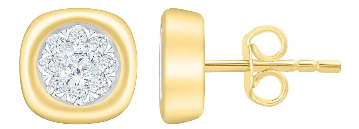 Wish Fine Jewelry 0.46ct Diamond 14K Gold Bezel Stud Earrings