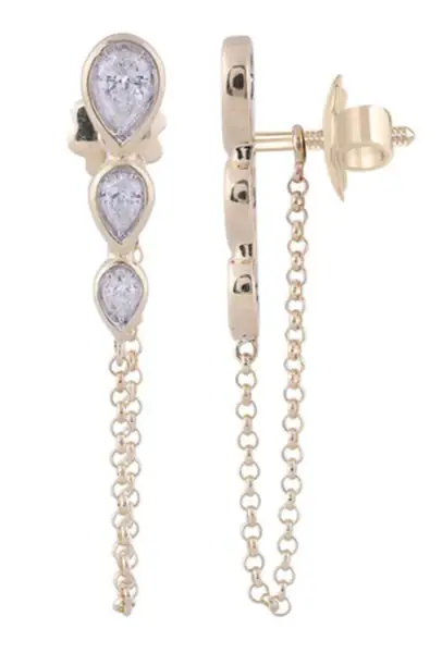 Wish Fine Jewelry 0.556ct Diamond 14K Gold Draped Chain Earrings