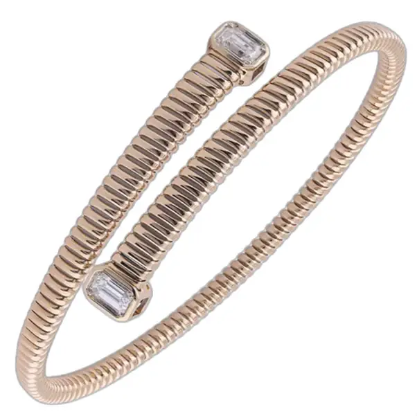 Wish Fine Jewelry 0.651ct Diamond 14K Gold Bypass Bangle Bracelet