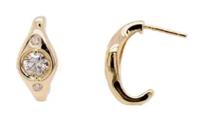 Wish Fine Jewelry 0.751ct Diamond 14K Gold Half Hoop Earrings