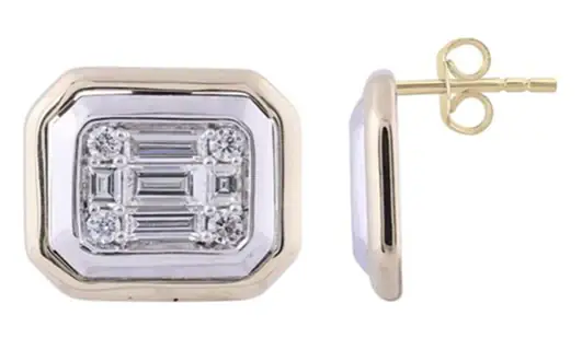 Wish Fine Jewelry 0.789ct Diamond 14K Gold Dainty Bezel Earrings