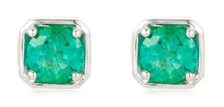 Wish Fine Jewelry 0.811ct Emerald 14K Gold Dainty Bezel Earrings