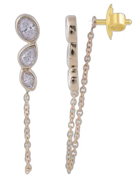 Wish Fine Jewelry 1.017ct Diamond 14K Gold Draped Chain Earrings