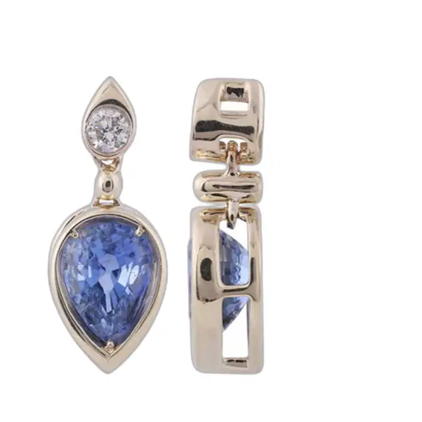 Wish Fine Jewelry 2.554ct Diamond Sapphire 14K Gold Drop Earrings