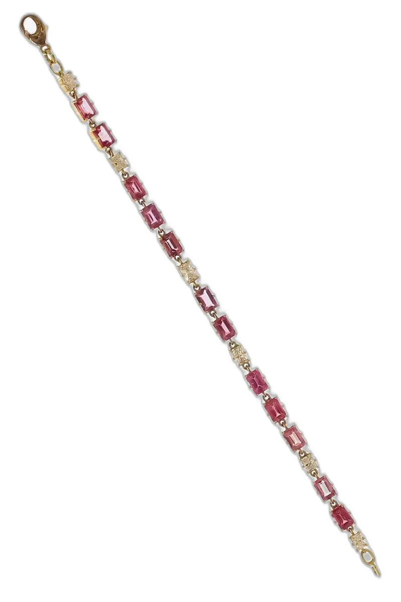 Sylva & Cie Pink Tourmaline Diamond Tennis Bracelet