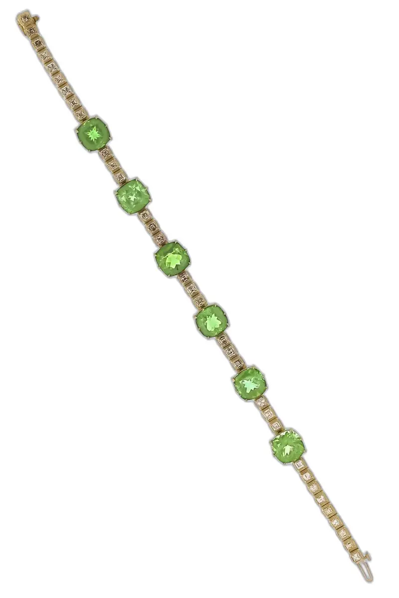 Sylva & Cie Tourmaline Diamond Cushion Cut Bracelet