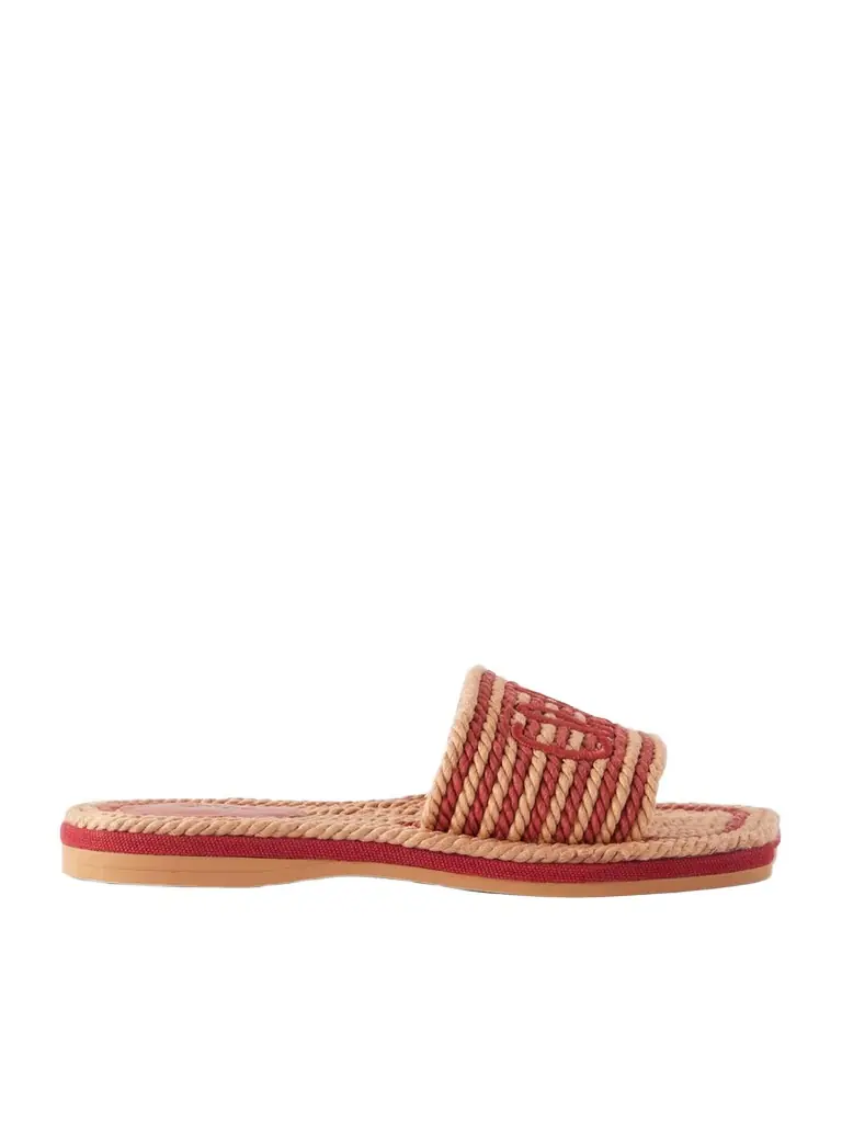 Chloé Logo-embroidered Striped Cord Slides