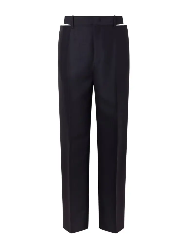 Jil Sander Cut-out Grain De Poudre Wool And Mohair-blend Straight-leg Pants