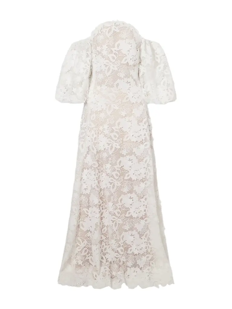 Oscar de la Renta Off-the-shoulder Embroidered Lace Gown