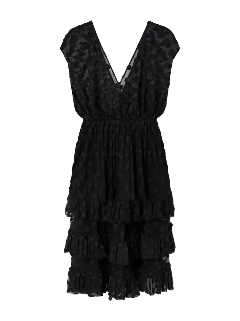 Dries Van Noten Ruffled Polka-dot Cotton-blend Mesh Midi Dress