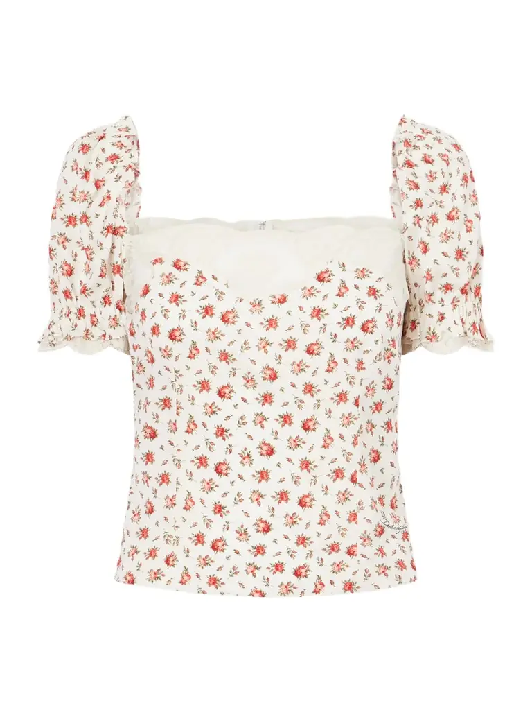 Dolce & Gabbana Floral-print Lace-trimmed Silk-blend Blouse