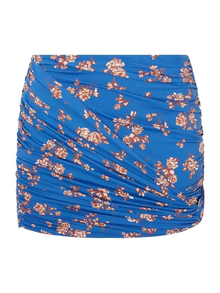 Magda Butrym Ruched Printed Stretch-jersey Mini Skirt