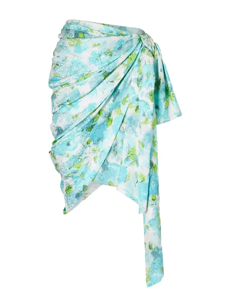 Chloé Floral-print Silk-jacquard Draped Midi Skirt