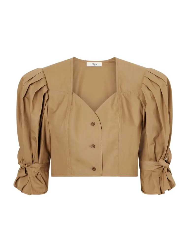 Chloé Cropped Cotton-poplin Top