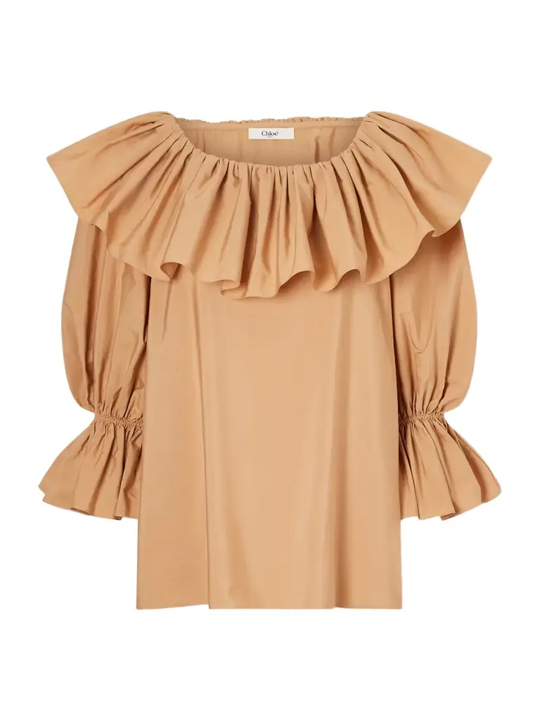 Chloé Ruffled Cotton-poplin Top