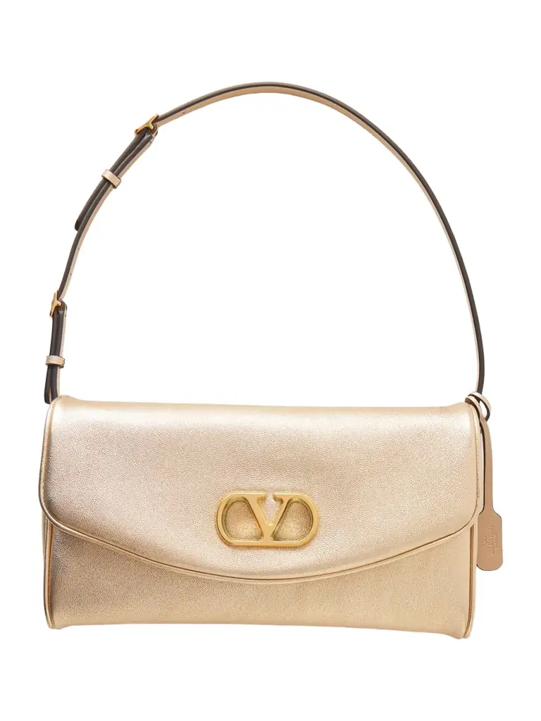 Valentino Garavani Devain Metallic Leather Shoulder Bag